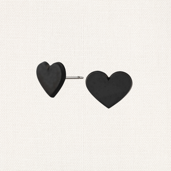 Solid Black Diamond Heart Earrings - Elysium Hope
