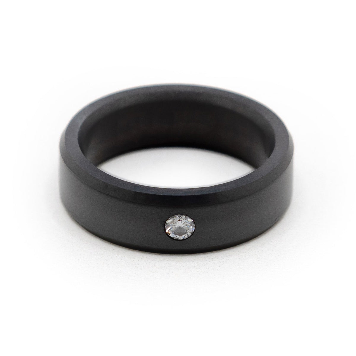 Ares Beveled Diamond Inset Ring 7mm