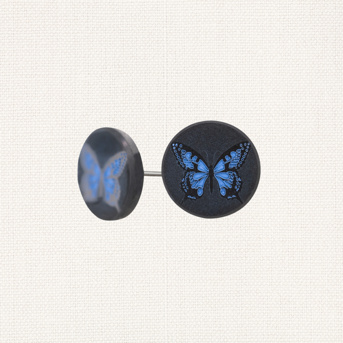 Solid Black Diamond Butterfly Earrings