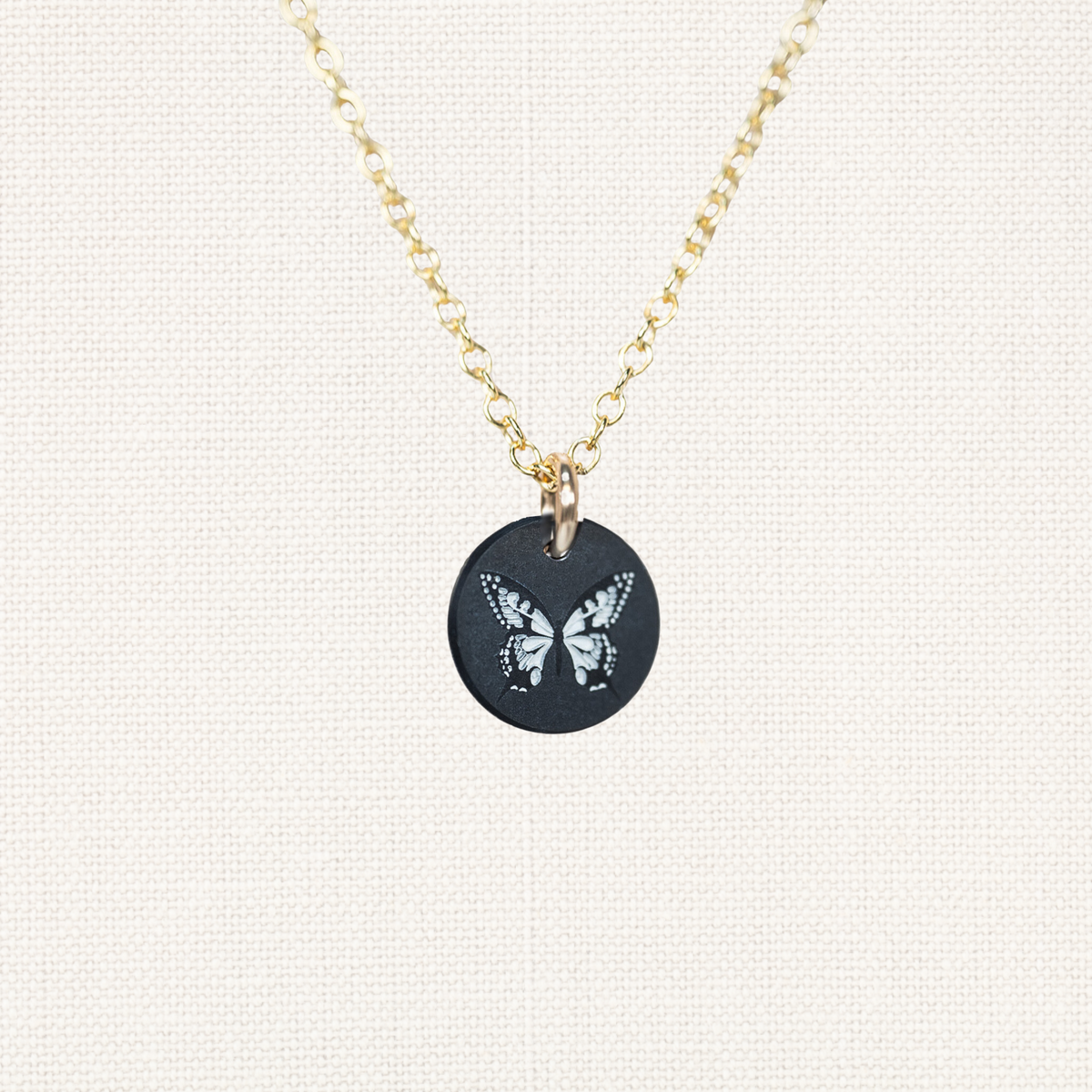 10MM Solid Black Diamond Butterfly Pendant