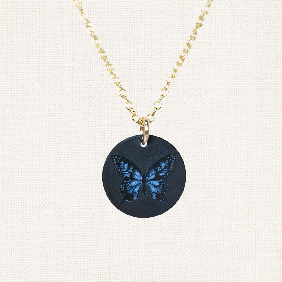 16MM Solid Black Diamond Butterfly Pendant