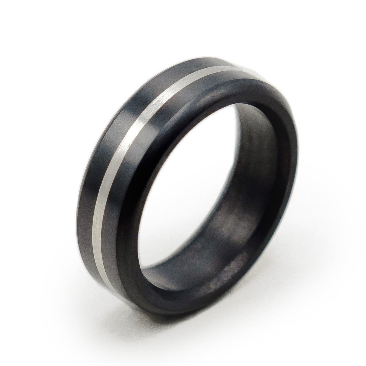 Hades Rounded Platinum Inlay Ring 7mm