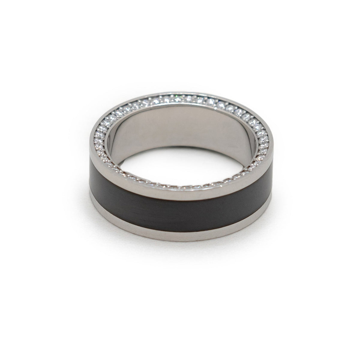 Zeus Polished Reverse Bevel with Diamond Insets in Platinum Ring 8MM