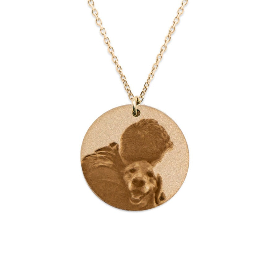 Gold Filled - Image Disc Necklace - Pets Pendant