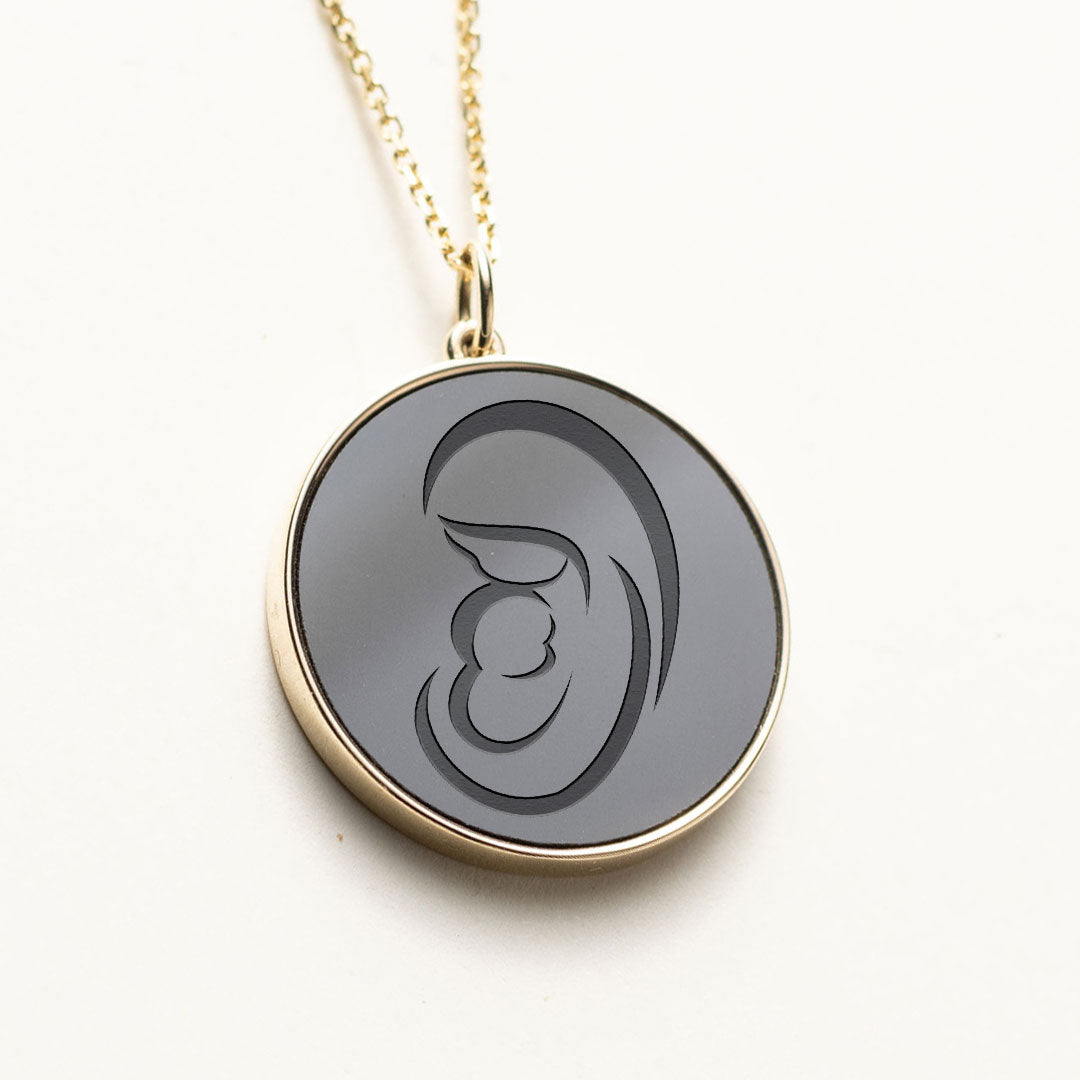 Elysium Black Diamond  Mom Necklace - Mother and Baby - Meraxi