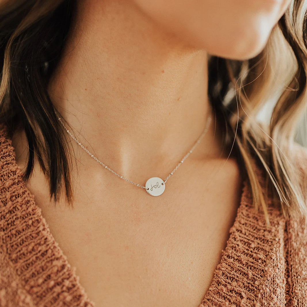 Custom Choker Necklace Pendant With Custom Engraving in Gold or